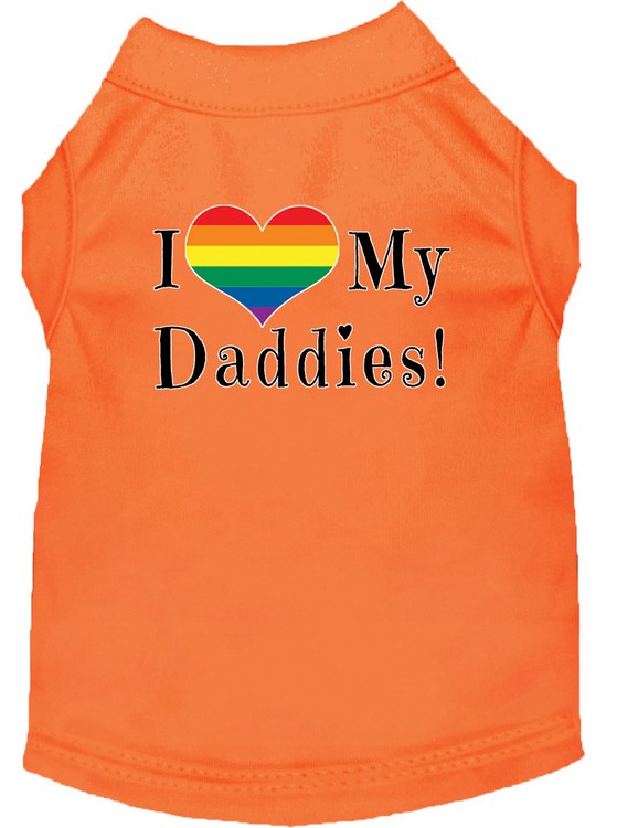 I heart my Daddies Screen Print Dog Shirt Orange Sm